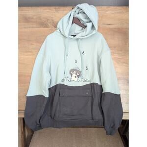 Steady Hands x Abi Toads Hoodie Womens L Light Green Long Sleeve Drawstring NWT